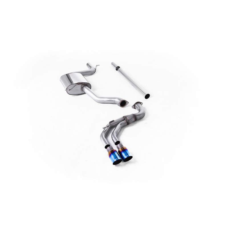 Seat Leon FR 1.8 TSI & VW Golf MK7.5 1.5TSI - Non-Resonated (Louder) Cat-Back Exhaust System with Burnt Titanium Trims (GTD Style)