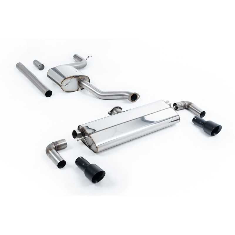 VW Golf MK7.5 1.5TSI Evo GT & R-Line - Resonated (Quieter) Cat-Back Exhaust System with Cerakote Black Trims (GTI Style)