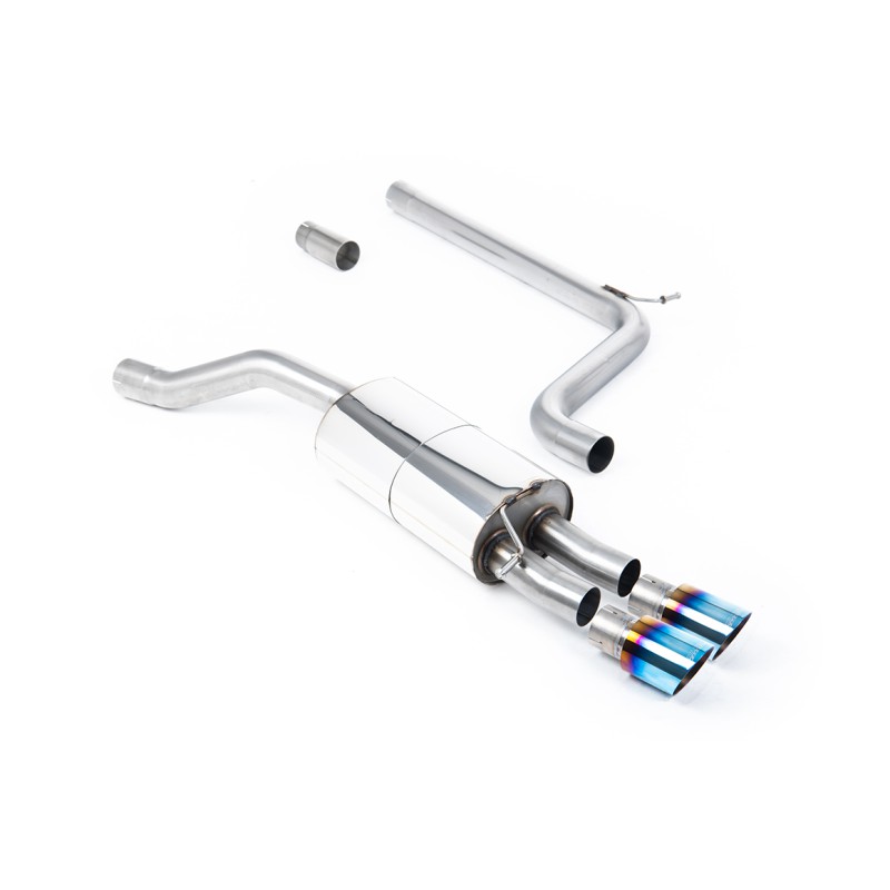 VW Polo GTI 2.0 TSI (AW - 5 Door/Non GPF Models) - Non-Resonated (Louder) Cat-Back Exhaust System with Burnt Titanium GT-90 Trims