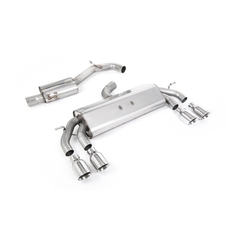 VW Golf R MK7.5 2.0 TSI 310ps (Non GPF Models & 76mm systems) - Non-Valved & Resonated (Quieter) Cat-Back Race Exhaust System with Polished GT-100 Round Tips