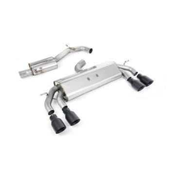 VW Golf R MK7.5 2.0 TSI 310ps (Non GPF Models & 76mm systems) - Non-Valved & Resonated (Quieter) Cat-Back Race Exhaust System with Black GT-100 Round Tips