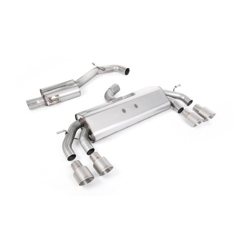 VW Golf R MK7.5 2.0 TSI 310ps (Non GPF Models & 76mm systems) - Non-Valved & Resonated (Quieter) Cat-Back Race Exhaust System with Titanium GT-100 Round Tips