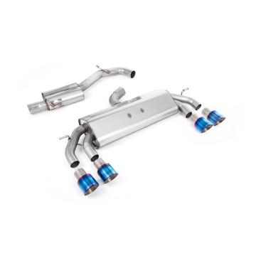 VW Golf R MK7.5 2.0 TSI 310ps (Non GPF Models & 76mm systems) - Non-Valved & Resonated (Quieter) Cat-Back Race Exhaust System with Burnt Titanium GT-100 Round Tips