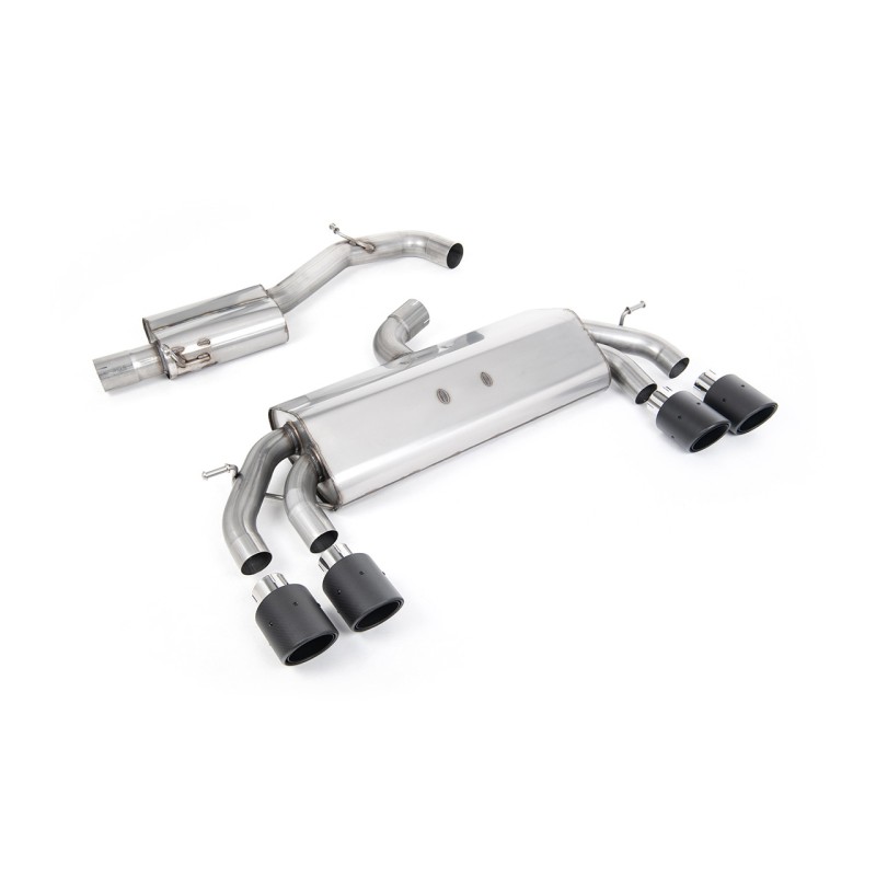VW Golf R MK7.5 2.0 TSI 310ps (Non GPF Models & 76mm systems) - Non-Valved & Resonated (Quieter) Cat-Back Race Exhaust System with Carbon JET-100 Round Tips