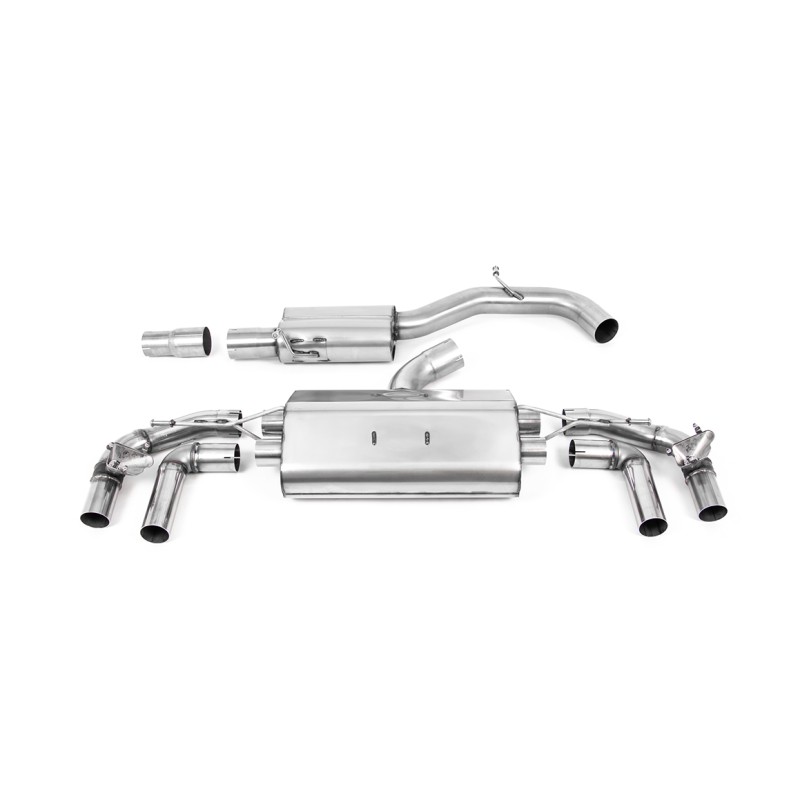 VW Golf R MK8/MK8.5 - 80MM Resonated (Quieter) OPF Back Exhaust System with Carbon JET-115 Trims